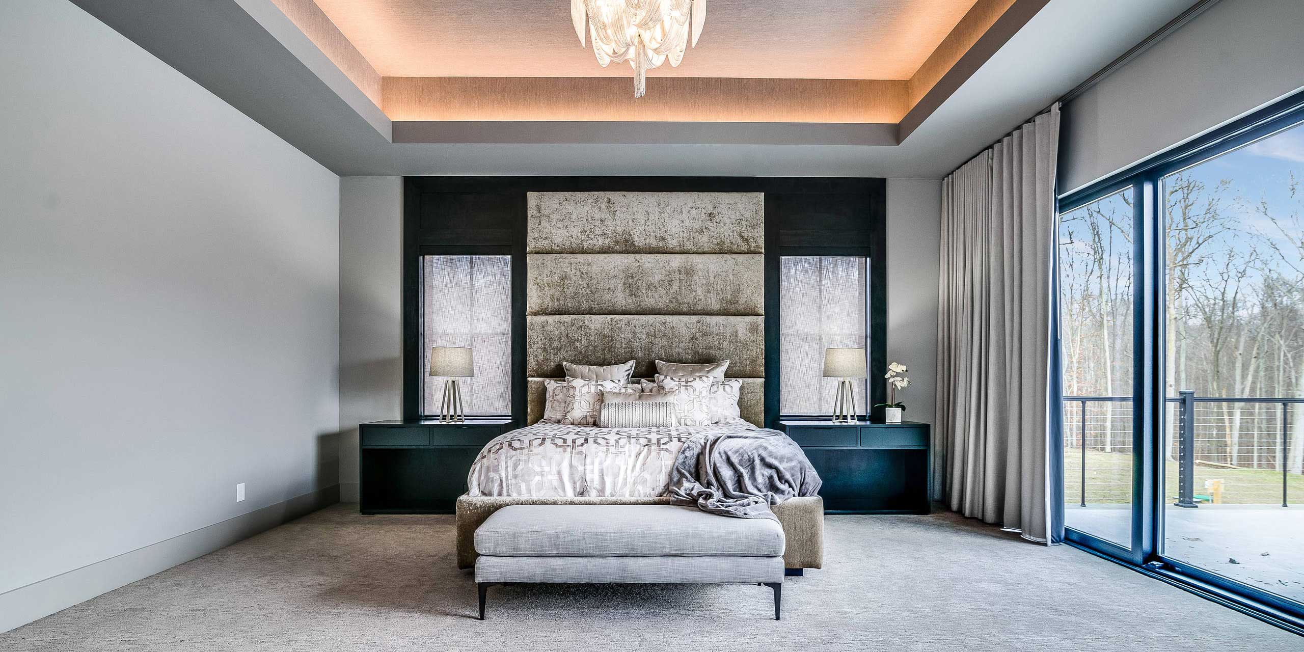 control4 bedroom with shading and lighting